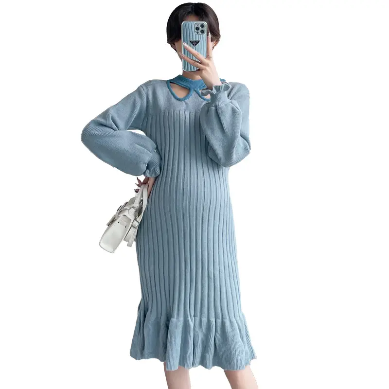 2022 Autumn winter maternity sweater loose comfortable warm knit Sweater Dresses Pregnancy Dresses For Womens