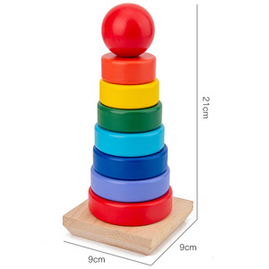 Rainbow <strong>Stacker</strong> Toys <strong>Wooden</strong> <strong>Ring</strong> Educational Toy Kids Stacking Blocks <strong>Wooden</strong> Rainbow Stacking <strong>Rings</strong> Toddler Stacking Toys - Product Image 1