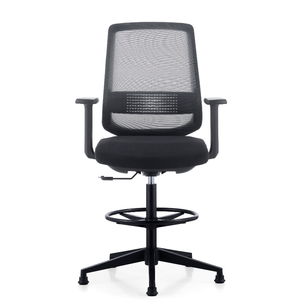 Sillas clásicas de malla alta, sillas de <span class=keywords><strong>bar</strong></span> de altura ajustable, modernas, negras, con marco cromado - Product Image 3
