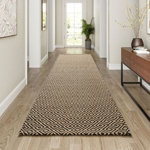 Alfombra de Pasillo con Patrón de Diamantes, Rectangular, de Fibra de Poliéster, para Uso Doméstico, Diseño Geométrico, Alfombra para Puerta - Product Image 3