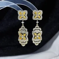 1069 xuping Schmuck Luxuriöse elegante Voll diamant Kristall Moissan ite vergoldete Hochzeits ohrringe