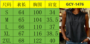 Dropshipping Shopify Plus Size Womens Hooded Sleeveless Tank <b>Top</b> Solid Color Casual Summer Streetwear Loose Fit - Product Image 6