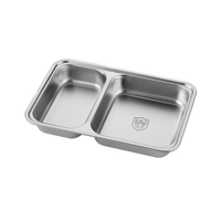 Plateau de service rapide Liyunda moderne rectangulaire personnalisé en acier inoxydable 304/201 à 2/3/4 compartiments pour portions divisées