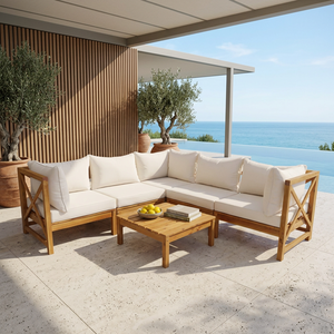 Ensemble de canapé-lit Chesterfield moderne et traditionnel en bois, pour appartement, villa, hôtel, salon extérieur, meubles pliables modulaires - Product Image 6
