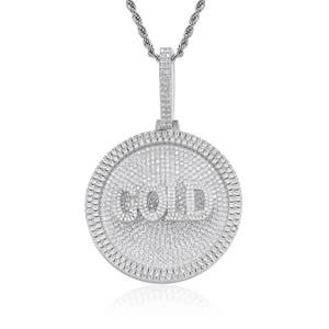 Collier personnalisable DIY avec pendentif rotatif en cuivre et zircon, chaîne à maillons plaquée or et <span class=keywords><strong>disque</strong></span> lettre Hip Hop - Product Image 3