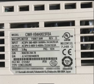 ไดรฟ์ AC รุ่นดั้งเดิม CIMR-VB4A0023FBA V1000 Series, 480V, 3 เฟส ขายดี CIMR-VB4A0023FBA ไดรฟ์ AC CIMR-VB4A0023FBA - Product Image 3