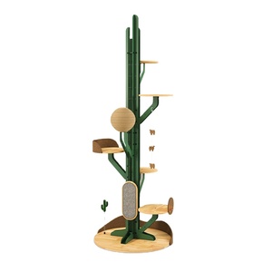 Árbol para Gatos Minimalista y Duradero con Diseño de Cactus, Construcción de Hierro y Madera, con Múltiples Plataformas y Ahorro de Espacio para Uso en Interiores - Product Image 1
