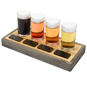 Bia Nếm Chuyến Bay Đốt Gỗ Phục Vụ Khay <span class=keywords><strong>Caddy</strong></span> Với Nhãn Bảng Phấn - Product Image 4