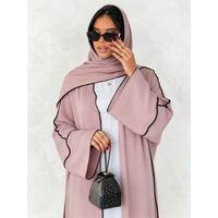 1 Stück Übergrößen-Muslimische Strickjacke, Atmungsaktives Komfortables Schwarzes Patchwork-Design Klassische Vielseitige Abaya