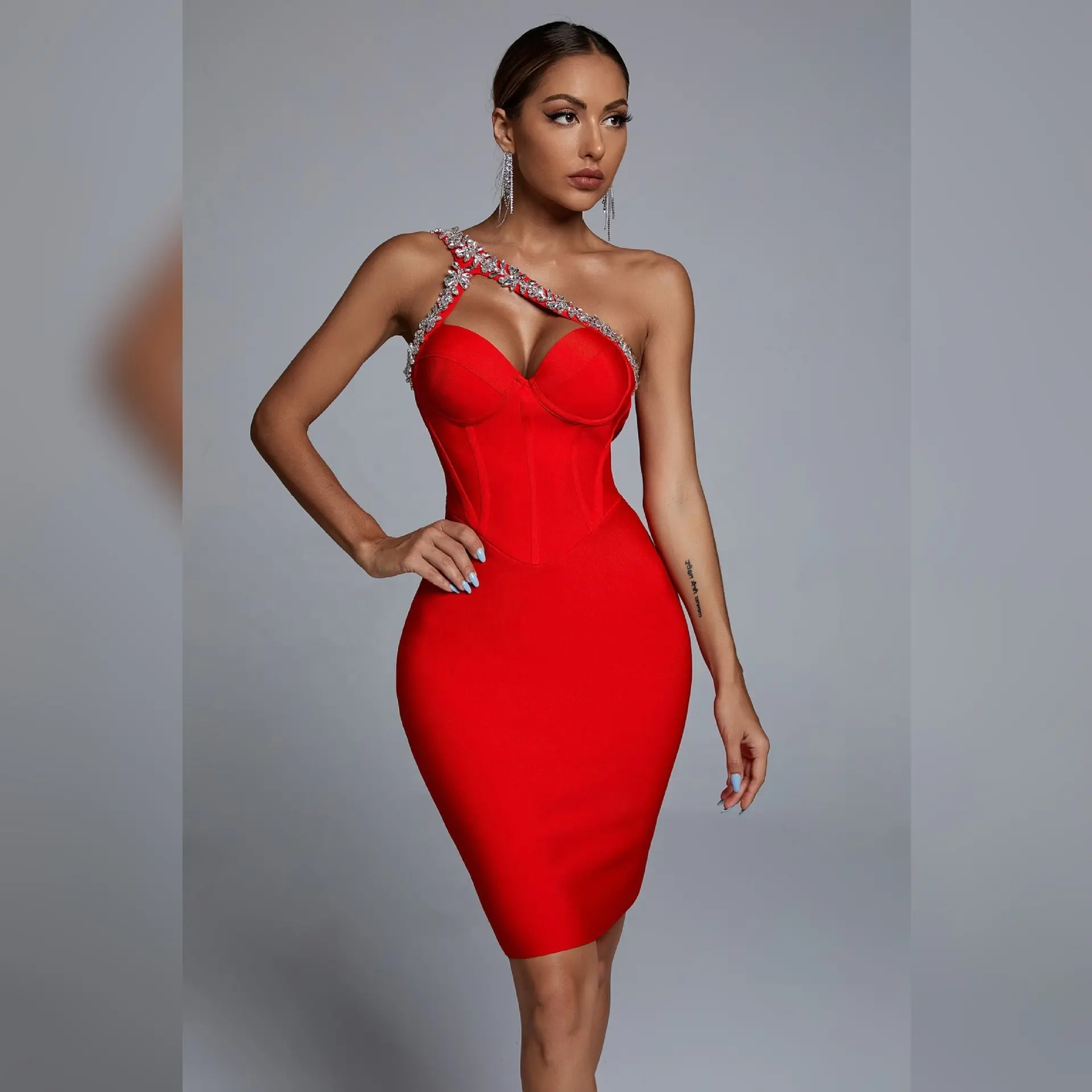 Bettergirl spring summer new party dress bandage dress red dresses for woman elegant clothes