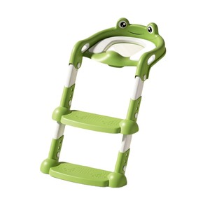 Childrens Toilet Step <b>Stool</b> With Seat Adjustable Height For Kids Potty Training 3-6 Years Old Green Frog Design - Product Image 5