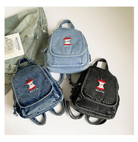 Tas Ransel Denim Custom Bordir Resleting Tas Sekolah Ringan Tas Travel Harian Olahraga Luar Ruangan Custom OEM ODM Grosir