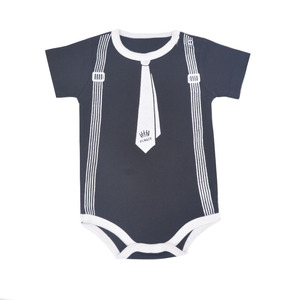Vêtements d'été pour bébé garçon, style gentleman, imprimé en coton, manches courtes, barboteuse pour tout-petit - Product Image 1