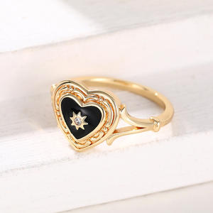 Q833 Heart Cut Diamond <b>Ring</b> 22k <b>Gold</b> Plated <b>Vintage</b> Women's Everyday Wear Jewelry - Product Image 5