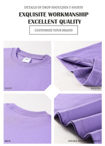 ODM 230G Camiseta extragrande para hombre Jersey de algodón puro Dobladillo rizado lavado con hombros caídos Streetwear Camiseta en blanco para hombres - Product Image 2