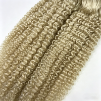 Extensions de cheveux Remy indiens non traités, micro-perles, cuticules alignées, boucles afro crépues 613, micro-anneaux, boucles en platiné blond