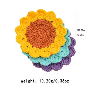 Posavasos de Ganchillo Hechos a Mano con Flores Tejidas, Posavasos para Macetas, Posavasos Decorativos Divertidos para Protección de Mesas, Decoración del Hogar - Product Image 6