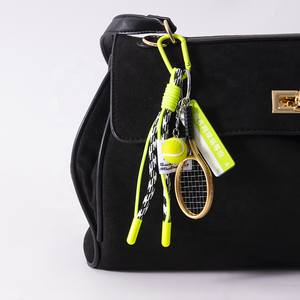 Llavero de tenis de PU ecológico de alta gama Serie MIU, pequeño regalo, colgante para bolsa deportiva de fábrica, accesorio de mosquetón con cuerda trenzada y bola - Product Image 3