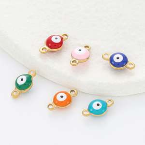 ファッションステンレススチール邪眼ドリップオイルゴールドエナメルペンダントチャーム手作りデイジーフラワーコネクター - Product Image 3