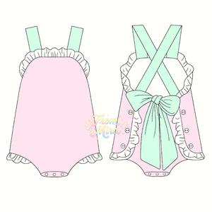 Tutina Estiva Monogrammata in Pizzo Toile per Neonate e Bambine, Abbigliamento con Volant e Occhiellature - Product Image 5