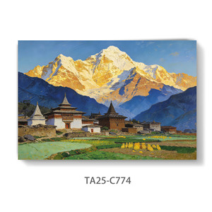 Peinture à l'huile sur toile moderne, art mural, paysage népalais, peinture sur toile avec cadre pour la décoration de la maison - Product Image 6