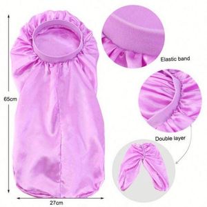 Gorro de Dormir HanBin con Logotipo Personalizado, de Satén de Seda, con Banda Elástica Ancha Ajustable, para Mujer, Estilo Moderno, para Todas las Temporadas - Product Image 3