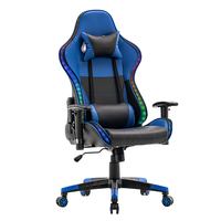 Chaise de jeu pivotante pour ordinateur Gamer avec logo personnalisé, lumière LED, luxe, cuir PU, chaise de jeu de course RGB avec ceinture lumineuse