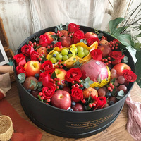 Gâteau en carton imprimé de luxe et fleurs Surprise Heart 2 tailles noir Saint Valentin cadeau de fête des mères