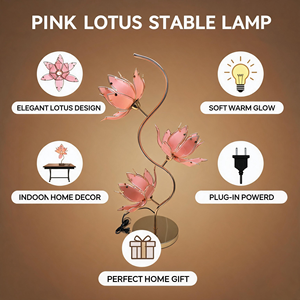 Nueva Lámpara de Mesa China con 3 Cabezas de Loto, Lámpara de Noche LED de Cristal Hecha a Mano con Flores, Decoración Creativa para el Hogar, Luz de Escritorio - Product Image 3