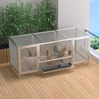 Cage à poulets en fer à double porte, finition noir et argent, pour l'élevage domestique, utilisation intérieure/extérieure, anti-évasion, résistante à la pluie