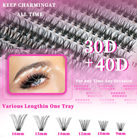 Lot de 640 bouquets de cils synthétiques 30D-80D, faits à la main, effet éventail, personnalisables, kit de cils en grappe