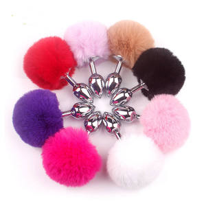 Sumbat Bokong Pompon <span class=keywords><strong>Furry</strong></span> Baja Tahan Karat Mainan Seks Pasangan Mainan Bokong Pria Wanita <span class=keywords><strong>Vibrator</strong></span> Lembut Silikon Dewasa Colokan Anal Pria - Product Image 1