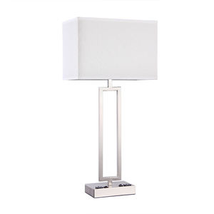 Cổ điển khách sạn Đèn Bàn Vải Chụp đèn bàn đèn phòng khách bảng ánh sáng với ổ cắm USB - Product Image 1