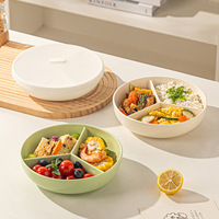 Assiette de service moderne de luxe en porcelaine à trois compartiments, motif dessin animé, écologique, durable, non toxique, vaisselle pour le camping et la maison