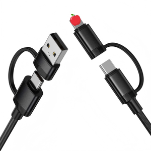 Câble de charge rapide USB 2.0 Type-C vers Type-C 60W <span class=keywords><strong>4</strong></span>-en-1 avec noyau en alliage d'aluminium et gaine en nylon tressé 1,2 m pour <span class=keywords><strong>iPhone</strong></span> - Product Image 2