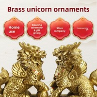 Paire d'ornements Kylin en cuivre, nouveau style chinois, motif dragon, artisanat en fonte attirant la richesse, décoration pour la maison et le bureau