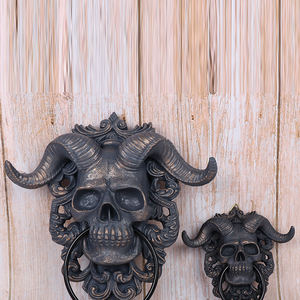 Aldaba de puerta colgante de calavera de Dios con cuernos, aldaba de puerta con cabeza de <span class=keywords><strong>esqueleto</strong></span>, aldaba de puerta de calavera de Diablo, colgador de figura de <span class=keywords><strong>cabra</strong></span> de resina colgante - Product Image 2