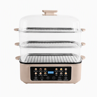 Nouvelle Cuiseuse Vapeur Électrique 60L Multifonctionnelle à Quatre Niveaux avec Contrôle Tactile 1500W pour Mijoter et Cuire à Chaud, Transparente, pour 6+ Personnes