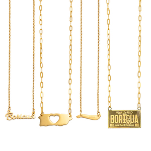 Collar de <span class=keywords><strong>Acero</strong></span> <span class=keywords><strong>Inoxidable</strong></span> con Colgante de Corazón de Puerto Rico PR Knife Libre Boricua para Mujer, Joyería Étnica Tradicional # 569762 - Product Image 1