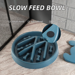 Gamelle anti-glouton pour chien, antidérapante, en plastique, avec bord arrondi, anti-étouffement, bleu-gris, pour l'alimentation des chats - Product Image 2