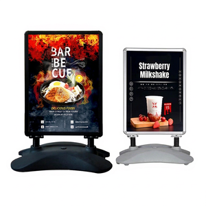 Support de poster extérieur en alliage d'aluminium poli A1 63 x 97 cm, résistant au vent, durable, écologique, facile à assembler, support de signalisation au sol - Product Image 1