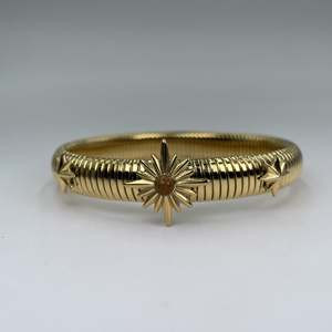 Fashion Bangle 316L Stainless Steel PVD Gold Plating Star Design <b>Stretch</b> <b>Bracelet</b> - Product Image 1
