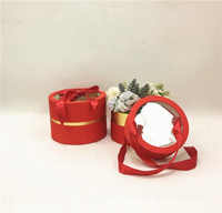 Boîte à fleurs 2 pièces en tissu satiné de haute qualité boîte-cadeau ronde en PVC avec ruban boîte d'emballage cadeau ronde pour la Saint-Valentin
