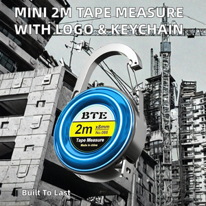 Ruban à mesurer BTE Mini 2m <span class=keywords><strong>en</strong></span> acier au carbone à retour automatique avec logo porte-clés, étui haute visibilité - Portable, vente <span class=keywords><strong>en</strong></span> gros - Product Image 2