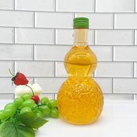 Nouvelle conception de bouteille en verre en forme de gourde de 270 ml, 380 ml, 500 ml avec bouchon anti-effraction en aluminium coloré pour le stockage de jus, de fruits et de liqueurs