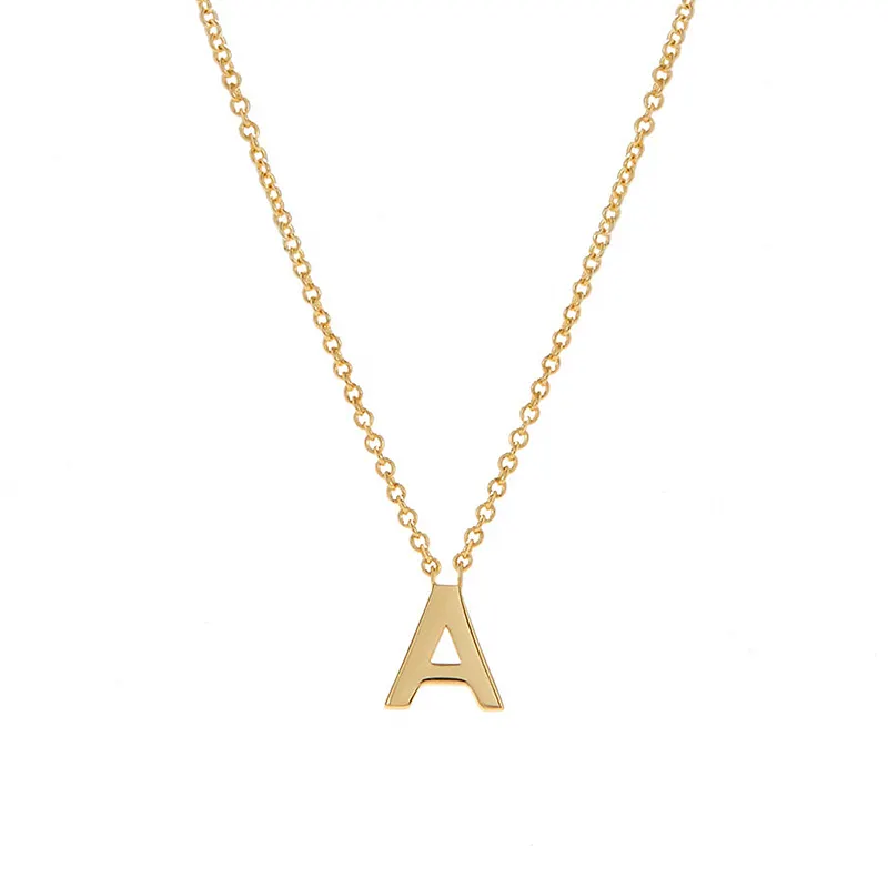 Milskye wholesale minimalist 14K gold plated 925 sterling silver Initial letter A pendant necklace