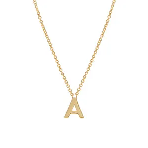 Milskye collana minimalista all'ingrosso in argento sterling 925 placcato oro 14 carati lettera iniziale A pendente