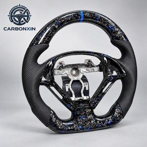 Volant de voiture en cuir noir personnalisable en direct d'usine, avec fibre de carbone forgée bleue, pour Infiniti FX35 G25 G37 Q50 Q60 Q70 350Z - Product Image 2