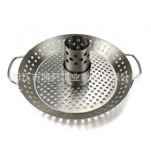 Bandeja redonda para asar pollo de acero inoxidable, 35x30,5x12cm, con rejilla desmontable para cocinar, hornear y hacer barbacoa - Product Image 2