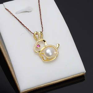 Pendentif lapin en argent S925, pendentif du zodiaque féminin DIY, pendentif Xiang, accessoires en perles 9-11, plateau vide, composants semi-bijoux - Product Image 3